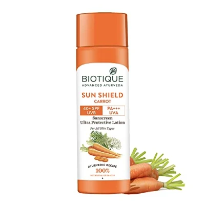Immagine di Biotique Bio Carrot Face &amp; Body Sun Lotion Spf 40 Uva/Uvb Sunscreen For All Skin Types In The Sun,190 ml (Ship from India)