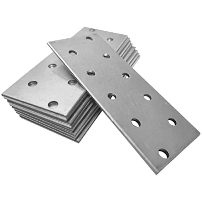 Immagine di OMIDEAS 10 x Piastra di giunzione piana (100 40 2) fissaggio, Connettore per legno, Lastrina piatta, montaggio multi foro zincata in acciaio