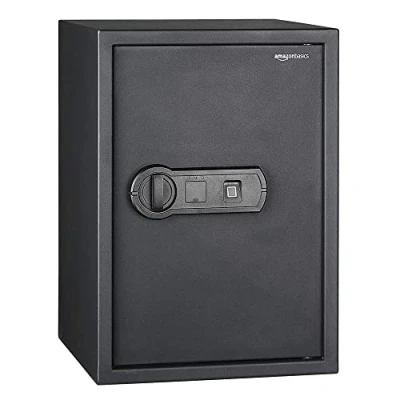 Immagine di Amazon Basics, cassaforte con apertura biometrica impronta digitale 50 l, Acciaio al carbonio, Serratura a combinazione elettronica, Nero