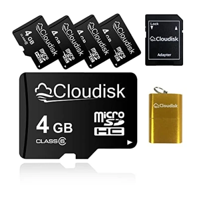 Immagine di Cloudisk 5 Pack 4 GB Micro SD Card con adattatore MicroSD Lettore di schede memoria Vendita in serie (5Pack 4GB)