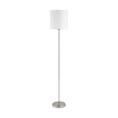 Immagine di Eglo Lampada da terra Pasteri, Lampadario in tessuto a 1 luce, Piantana acciaio e tessuto, nichel opaco, bianco, E27, interruttore pedale incluso