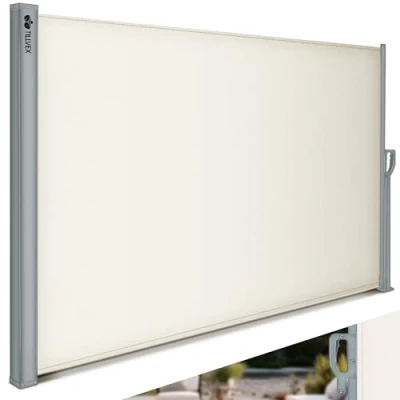 Immagine di tillvex® tenda da sole laterale, 160 x 400 cm, estensibile e opaca, frangivista per balcone, giardino terrazza, avvolgibile laterale con supporto a parete, protezione solare in acciaio inox,