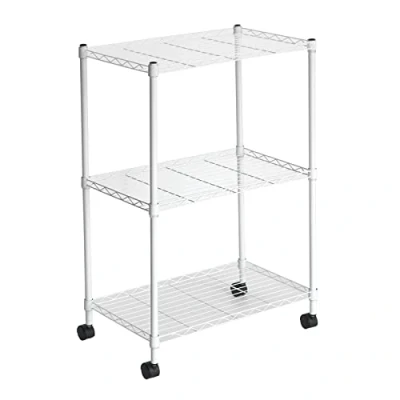 Immagine di CATTERHOUSE Scaffale Metallico con Grata Catter House Klaus 80 56x35x80 cm Color Bianco Ruote e 3 Ripiani Supporta Fino a 105 kg