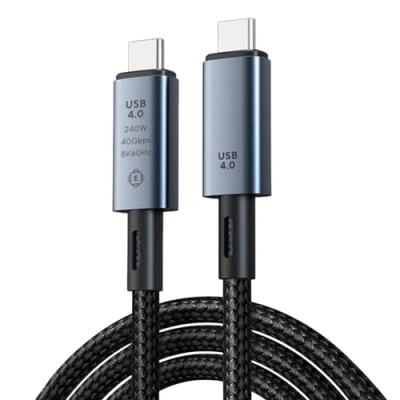 Immagine di [240 W 40 Gbps] cavo USB C compatibile con Thunderbolt 4 da 5 m, display di tipo 8 K 60 Hz per 3, a C, ricarica rapida
