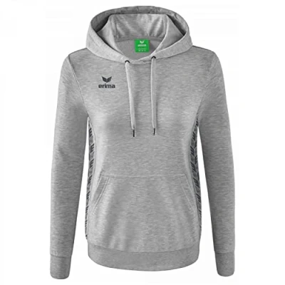 Immagine di Erima Essential TEAM Felpa con cappuccio, Donna, Taglia: 36, Hellgrau melange slate grey