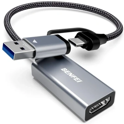 Immagine di BENFEI scheda acquisizione video, da 4K HDMI a USB C 3.0, 1080P HD 60FPS Grabber audio Video registrazione per Streaming Giochi OBS Compatibile con PC Switch PS5 Xbox TV Stick iPad