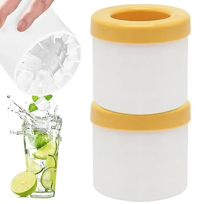 Immagine di Ghiaccio Stampo,Creatore di Cubetti TAIZER 2PCS Cubo Vassoi Cilindro Stampo Reticolo Silicone Vassoio Creatore