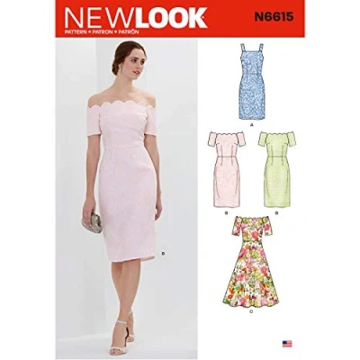 Immagine di New Look N6615 Cartamodello per abiti da donna, colore: bianco, vari