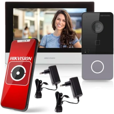 Immagine di Kit videocitofono IP Hikvision per villa o casa. pulsante di chiamata singolo. DS KIS603 P(C)/Europe BV