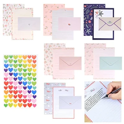 Immagine di Set di Carta da Lettere e Buste, Cancelleria a Righe, 36 Pezzi A5 18 Buste in per Ufficio, Casa, Scuola (6 Set)