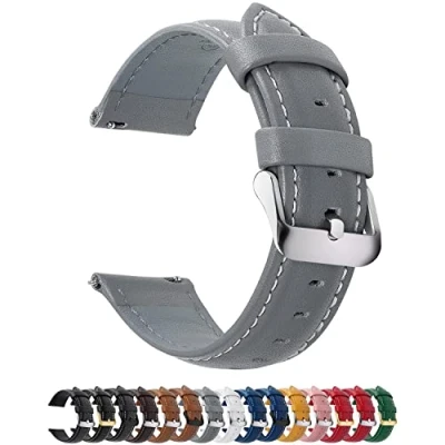 Immagine di Fullmosa Cinturino in Pelle 18mm per Orologio, Axus Smartwatch Compatible con Fossil/Huawei Watch/Garmin/Fossil/Asus Zenwatch/LG Watch Style/Withings/Ticwatch, Grigio
