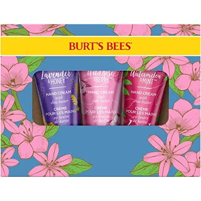Immagine di Burt&#039;s Bees Set Crema Mani con Burro di Karité, Lavanda &amp; Miele, Rosa Selvatica Lampone, Anguria Menta, Confezione da 3 Creme
