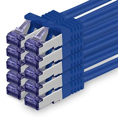 Immagine di 1aTTack.de Cat.7 Cavo di Rete 2m Blu 10 Pezzi Ethernet LAN SFTP PIMF LSZH Spina RJ45 Cat6a Gbit s