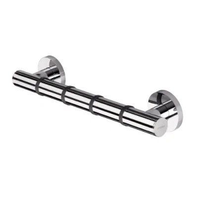 Immagine di Croydex Barra doccia antiscivolo con morbide nervature per una comoda presa, anima in alluminio, lunghezza 38 cm, colore: Grigio cromato