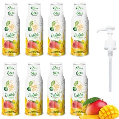 Immagine di 8 x Light Con pochi carboidrati Sciroppo Fitness Carb di FruttaMax Zero Zucchero Stevia Contenuto frutta 50 60% (8x500ml) (8 Mango Light)