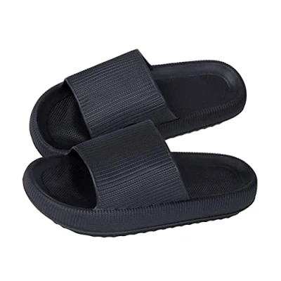 Immagine di shownicer Donna Uomo Ciabatte con Cuscino Sandali da Doccia Piscina Pantofole Aperte Interno Spiaggia Slide Morbidi Pantofola A Nero 42/43 EU
