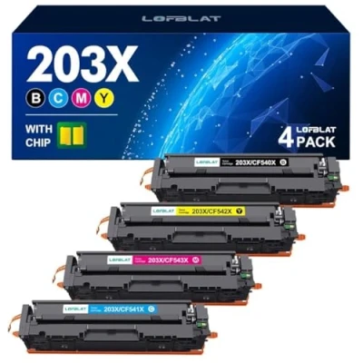 Immagine di LOFBLAT 203X Cartuccia toner per HP 203A CF540X CF540A MFP M281fdw M281fdn M280nw M281cdw Color Laserjet Pro M254dw M254nw M254dn (Nero Ciano Magenta Giallo, Confezione da 4)