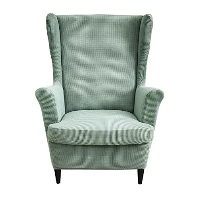 Immagine di CHNSHOME Copripoltrona con orecchie elasticizzato 1 posto 2 pezzi Fodere per poltrone a orecchioni Verde cipresso