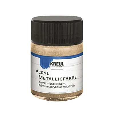 Immagine di Kreul 77584 Vernice, Bicchiere da 50 ml in Champagne, Vernice acrilica a Base d&#039;Acqua con Effetto Metallizzato, Copertura cremosa, Asciugatura Rapida e Impermeabile, unità