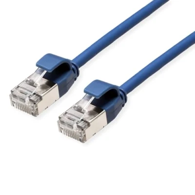 Immagine di Roline 21.15.3342 RJ45 cavo di rete, patch CAT 6A U/UTP 0.50 m Blu non schermato, Privo alogeni, Ritardante fiamma 1 pz.