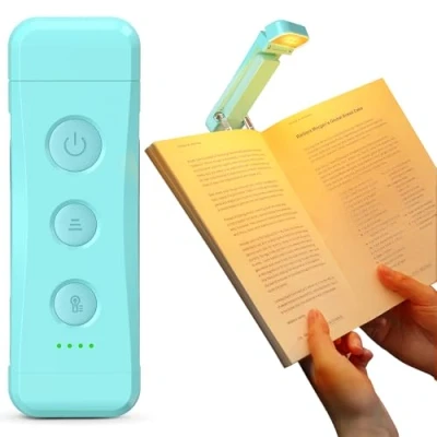 Immagine di Glocusent Luce per Lettura Libri a Letto, 7 LED da Libro Portatile con Clip, Lampada USB C Ricaricabile 3 Colore e 5 Luminosità Gli Amanti dei (Blu)