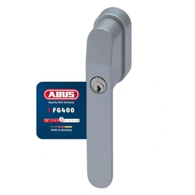 Immagine di ABUS Maniglia per finestra con serratura FG400 cilindro a pressione e chiave sicurezza bambini protezione antifurto universale chiusura uguale AL0145 Livello di 5 Argento