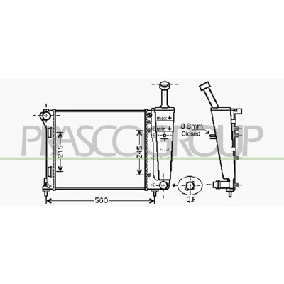 Immagine di PRASCO FD008R001 Radiatore motore Alluminio 479 415 23 con giunti rapidi Alette di raffreddamento montate meccanicamente FIAT: 500 Hatchback