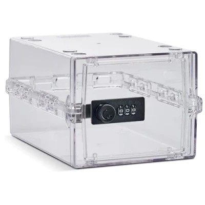 Immagine di Lockabox Mini™ Piccola scatola portaoggetti con serratura Cassetta di sicurezza combinazione da 3 litri per alimenti, medicinali e domestica Sicuro BPA (Cristallo)