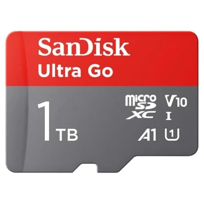 Immagine di SanDisk 1TB Ultra Go scheda microSDXC + adattatore SD (per smartphones e Tablet Android, UHS I, fino a 150 MB/s, Full HD Video, V10, con prestazioni app A1, Class 10, U1) per Amazon