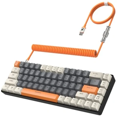 Immagine di YINDIAO ZIYOULANG T8 60% Tastiera da Gioco Meccanica, Layout Compatto TKL 68 Tasti, Retroilluminata a 18 RGB, Interruttori Marroni, Anti ghosting, Cavo USB C Spirale Pro, per PC, Mac, PS4 Milk Shake