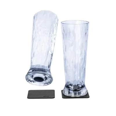Immagine di silwy® HIGH TECH bicchieri magnetici in plastica con cuscinetti metallo nano gel da campeggio antiscivolo, accessori per barche e yacht (birra // 0,5 l set di 2)
