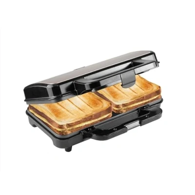 Immagine di Bestron XL sandwich Maker, Tostapane per 2 a forma di conchiglia, ideale americani, con regolazione automatica della temperatura e indicatore prontezza, Colore: Beige