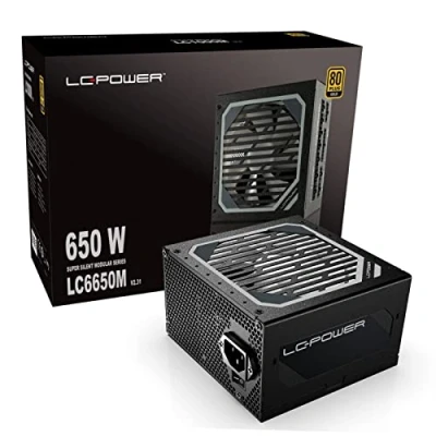 Immagine di LC POWER LC6650M Alimentatore PC 650W, ATX Completamente Modulare, 80 Plus Gold Serie Modulare 650 Watt PSU, Nero
