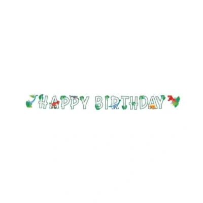 Immagine di PD Party 7025016 Lettera Banner Decorazione a tema Festa Ghirlanda Dino, Multicolore, 250cm Lunghezza x 17cm Larghezza 0.1cm Altezza