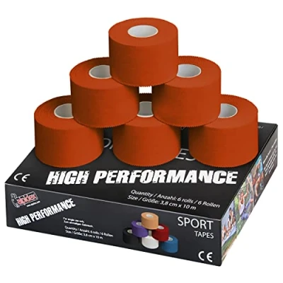 Immagine di ALPIDEX 6 x Sport Tape 3,8 cm 10 Nastro Adesivo Molti Colori 100% Cotone Non Elastico, Colore:Arancione