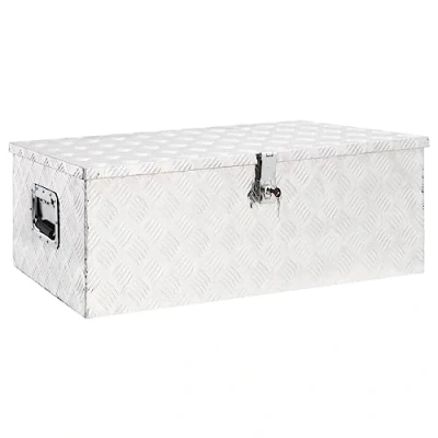 Immagine di vidaXL Contenitore Portaoggetti Argento 90x47x33,5 cm in Alluminio