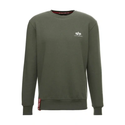 Immagine di Alpha Industries Basic Small LOGO Felpa, Uomo, Taglia: Small, Dark oliv
