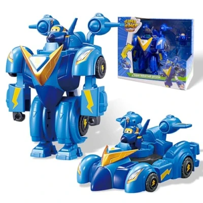 Immagine di super Wings Robot Suit Jerome, personaggio trasformabile di circa 18 cm, tuta robotica e auto 2 in 1, giocattolo per bambini 3 4 5 6 7 8 9 10 anni Ragazzi Ragazze