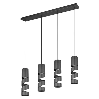 Immagine di Trio Lighting Lampada a sospensione Stream, nera Lunghezza 80 cm 4 luci in metallo GU10