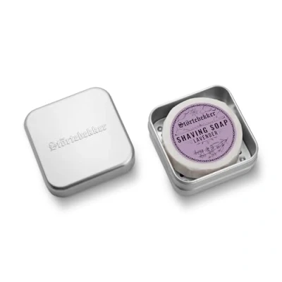 Immagine di Set di saponi da barba e scatole Sapone Störtebekker in alluminio con diverse varianti vegano Fatto a mano (Lavanda)