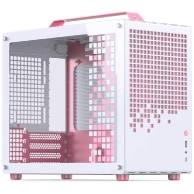 Immagine di Jonsplus MATX Custodia con maniglia Z20 Bianco Rosa (Mini ITX, mATX), Case PC, Bianco, Pink, Trasparente