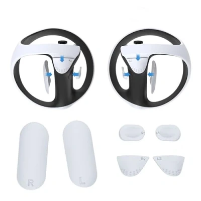 Immagine di Digicharge Silicone Impugnature per PS VR2 Controller, Accessori PSVR2 Coperchio del Controller Antiscivolo Cuscinetti Maniglie PlayStation VR 2, Morbidi e Confortevoli, Anti sudore, (Bianco)