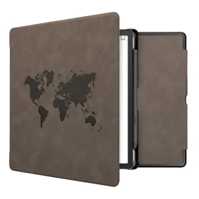 Immagine di kwmobile Custodia eReader Compatibile con Amazon Kindle Scribe Cover eBook Reader Flip Case Magnetica Pelle PU Sagoma Mondo