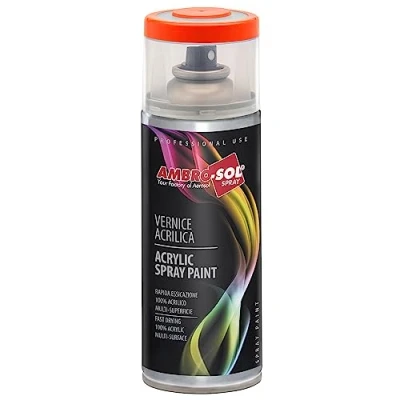Immagine di Ambro Sol V4003000 Smalto Acrilico Multiuso, Vernice Brillante per Interni ed Esterni, Adatto Qualsiasi Tipo di Materiale, Bomboletta Spray in Banda Stagnata Riciclabile 400 ml, Rosso Fuoco