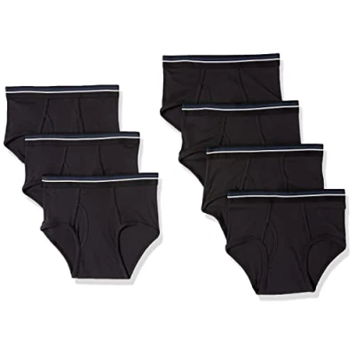 Immagine di Amazon Essentials Slip Intimo in Cotone Senza Etichetta Uomo, Pacco da 7, Nero, S