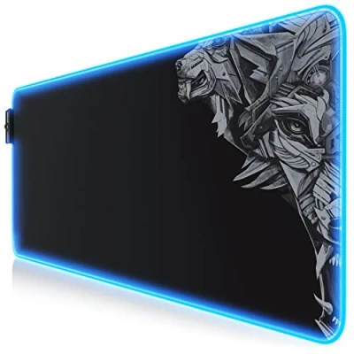 Immagine di TITANWOLF RGB Tappetino per Mouse da Gioco XXL, Pad Gaming 800x300mm, 11 LED Colori e Effetti di Luce, Precisione velocità, Lato Inferiore gommato, Lavabile, Computer PC Laptop