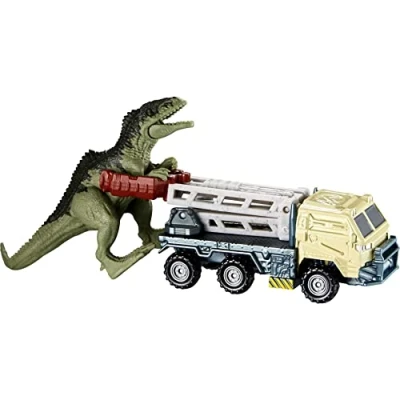 Immagine di Matchbox Jurassic World Dino Transporters, 1 veicolo e 2 mini dinosauri, dai 3 anni in su
