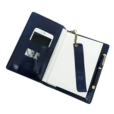 Immagine di Time Resistance Porta Agenda in Pelle Formato A5 con Quaderno da 320 Fogli Bianchi Diario Vintage Realizzato a Mano Taccuino Portacellulare