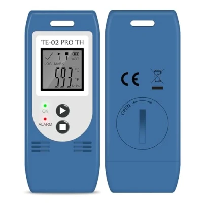 Immagine di ThermElc TE 02 Pro TH Registratore di Temperatura e umidità con report CSV PDF Automatici, Confronta i Dati Più Dispositivi, Data Logger Certificato Calibrazione