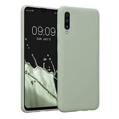 Immagine di kwmobile Custodia Compatibile con Samsung Galaxy A70 Cover Back Case per Smartphone in Silicone TPU Protezione Gommata verde grigio